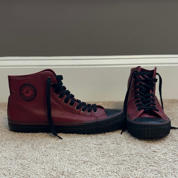 P.F. Flyers Men's Red Learher High-Top Sneakers